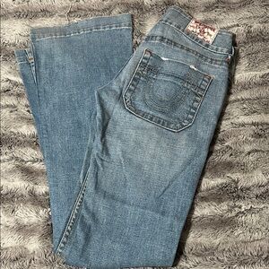True Religion Sammy Women's Light Blue Bootcut Jeans with Signature Pocket